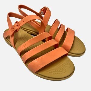 Crocs Tulum Peach & Tan Strap Sandals Women’s Size 5